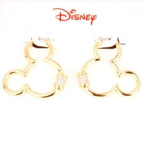 Gold-Tone Mickey Mouse Crystal Accent Earrings - Authentic Disney Gift Box